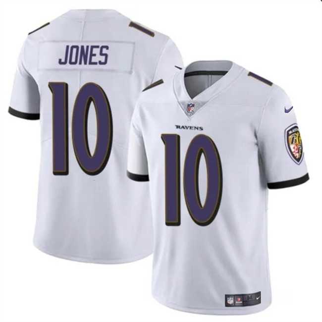 Men & Women & Youth Baltimore Ravens #10 Emory Jones White Vapor Limited Jersey